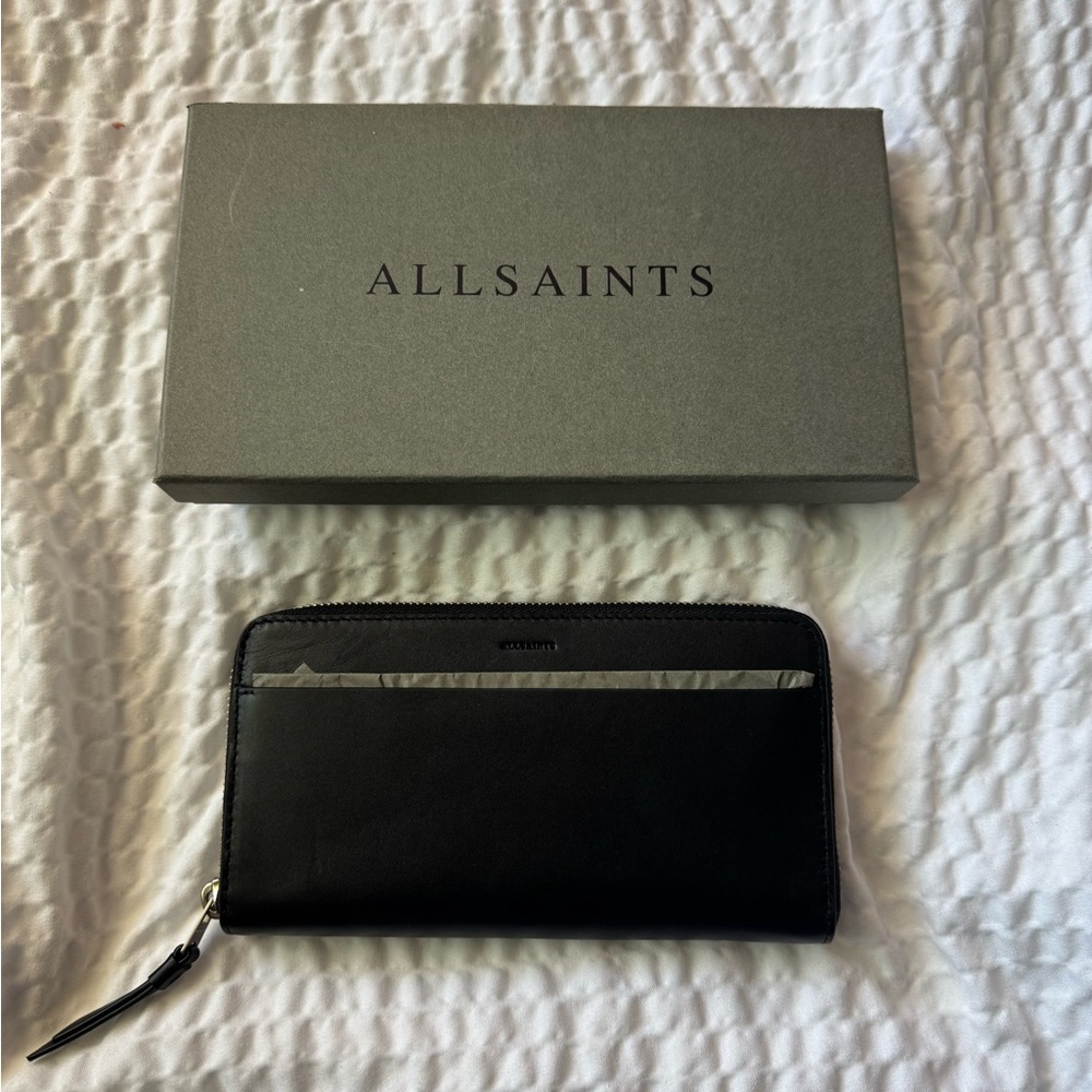 AllSaints Black Leather Wallet